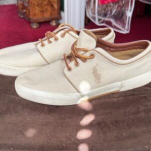 Polo by Ralph Lauren Men's Tan Canvas Faxon Low Sneakers